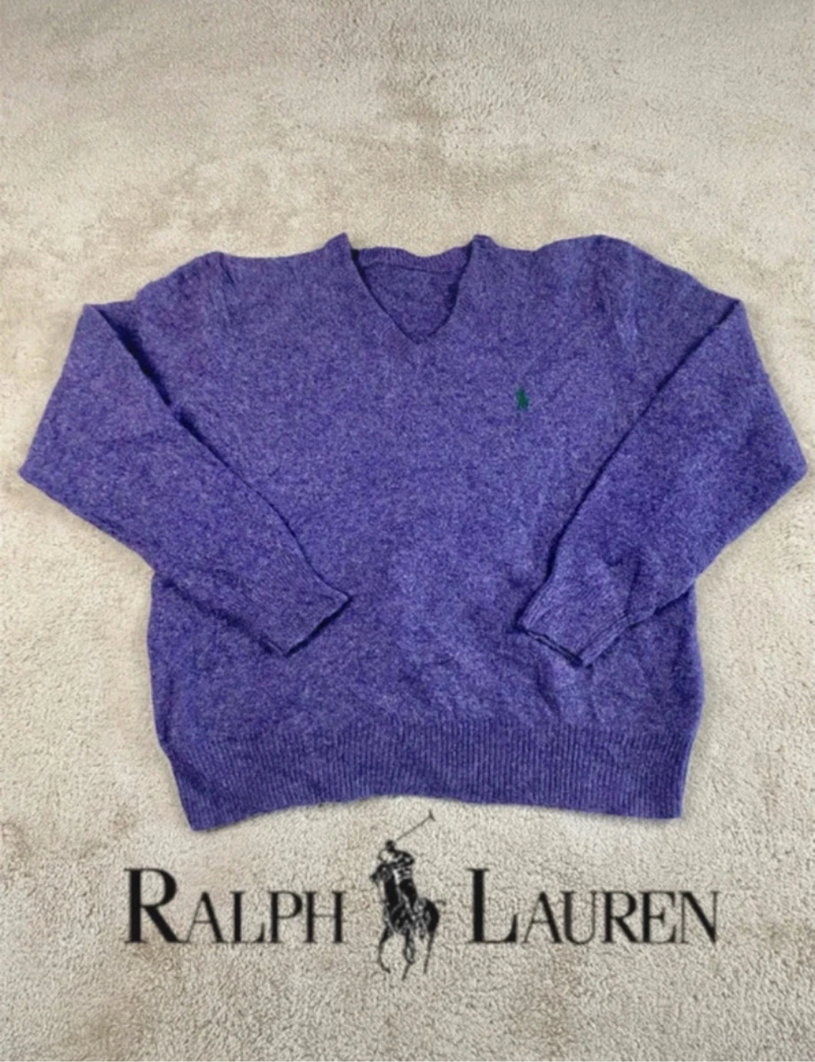 Polo Ralph Lauren Jersey 100% Lambswool Cuello Pico Morado Talla S